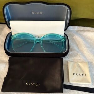 GUCCI
59MM Teal Round Acetate Sunglasses